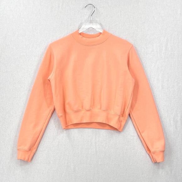 COTTON CITIZEN Milan Cropped Long Sleeve Sweatshirt Womens XS Melon Orange Mock - Picture 3 of 16